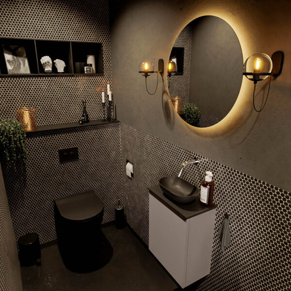 MONDIAZ FOWY toiletmeubel 40cm kleur smoke. Waskom positie midden kleur urban | urban. Zonder kraangat