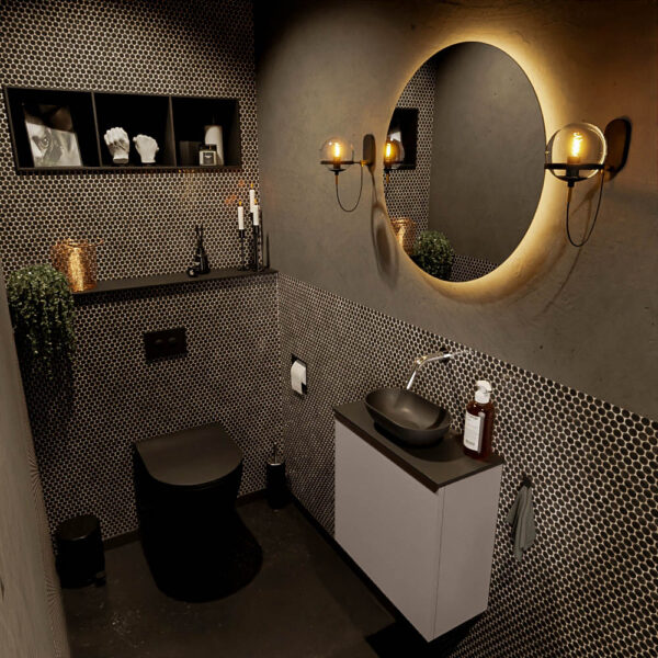 MONDIAZ FOWY toiletmeubel 50cm kleur smoke. Waskom positie midden kleur urban | urban. Zonder kraangat