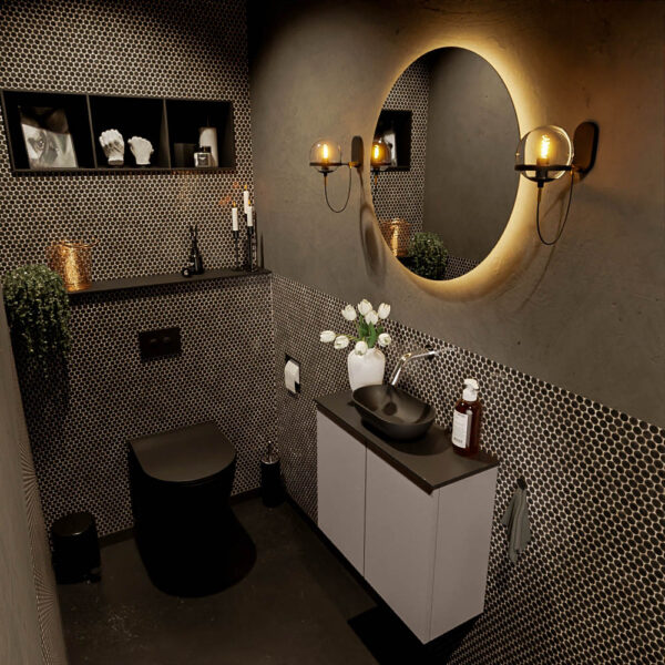 MONDIAZ FOWY toiletmeubel 60cm kleur smoke. Waskom positie midden kleur urban | urban. Zonder kraangat