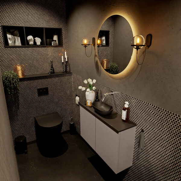 MONDIAZ FOWY toiletmeubel 80cm kleur smoke. Waskom positie midden kleur urban | urban. Zonder kraangat