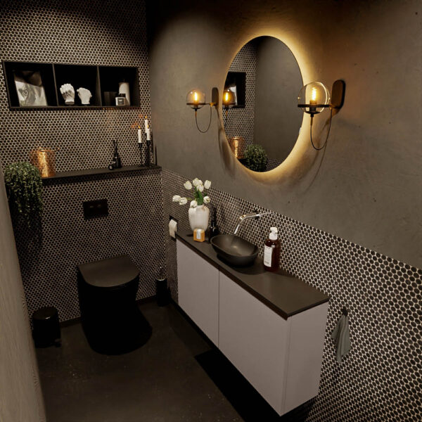 MONDIAZ FOWY toiletmeubel 100cm kleur smoke. Waskom positie midden kleur urban | urban. Zonder kraangat