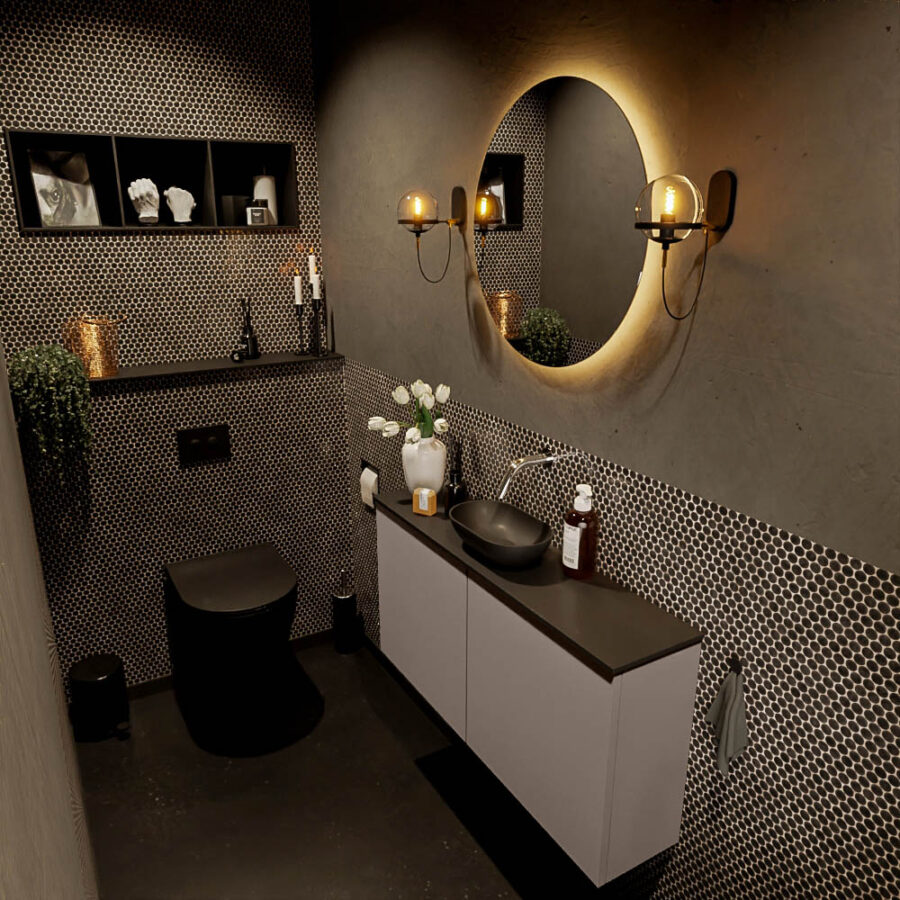 MONDIAZ FOWY toiletmeubel 100cm kleur smoke. Waskom positie midden kleur urban | urban. Zonder kraangat