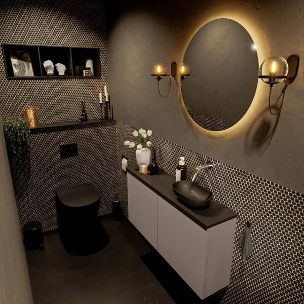 MONDIAZ FOWY toiletmeubel 100cm kleur smoke. Waskom positie rechts kleur urban | urban. Zonder kraangat