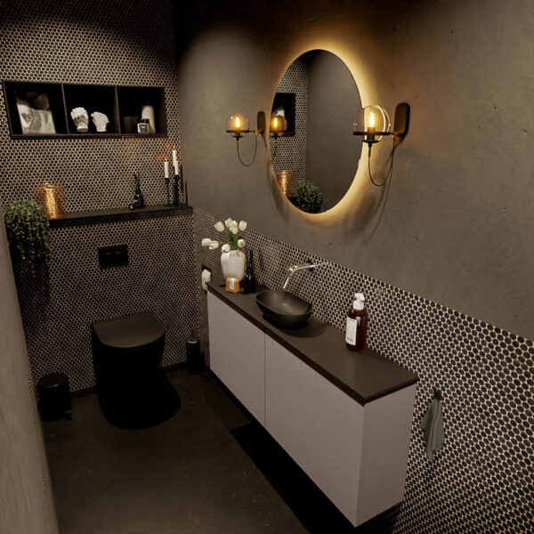 MONDIAZ FOWY toiletmeubel 120cm kleur smoke. Waskom positie midden kleur urban | urban. Zonder kraangat