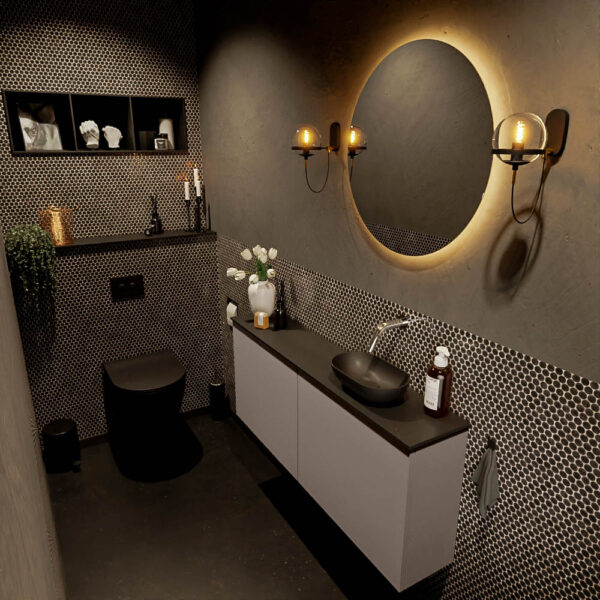 MONDIAZ FOWY toiletmeubel 120cm kleur smoke. Waskom positie rechts kleur urban | urban. Zonder kraangat