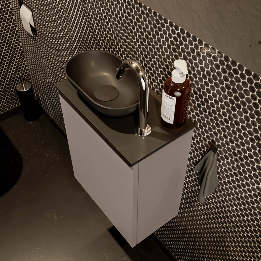 MONDIAZ FOWY toiletmeubel 40cm kleur smoke. Waskom positie links kleur urban | urban. Met 1 kraangat - Afbeelding 3