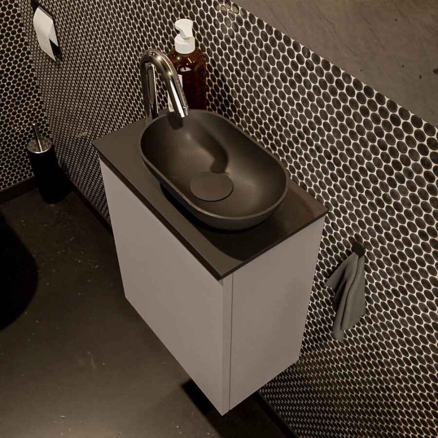 MONDIAZ FOWY toiletmeubel 40cm kleur smoke. Waskom positie rechts kleur urban | urban. Met 1 kraangat - Afbeelding 3