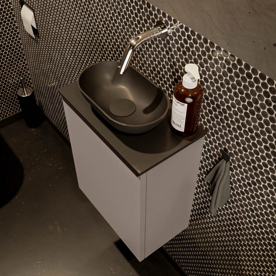 MONDIAZ FOWY toiletmeubel 40cm kleur smoke. Waskom positie midden kleur urban | urban. Zonder kraangat - Afbeelding 3