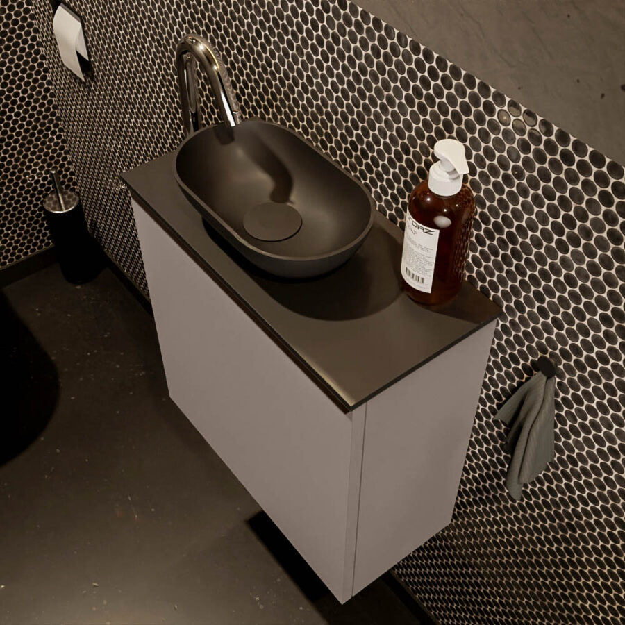 MONDIAZ FOWY toiletmeubel 50cm kleur smoke. Waskom positie links kleur urban | urban. Met 1 kraangat - Afbeelding 3