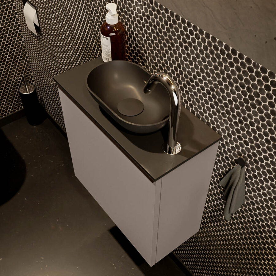 MONDIAZ FOWY toiletmeubel 50cm kleur smoke. Waskom positie rechts kleur urban | urban. Met 1 kraangat - Afbeelding 3
