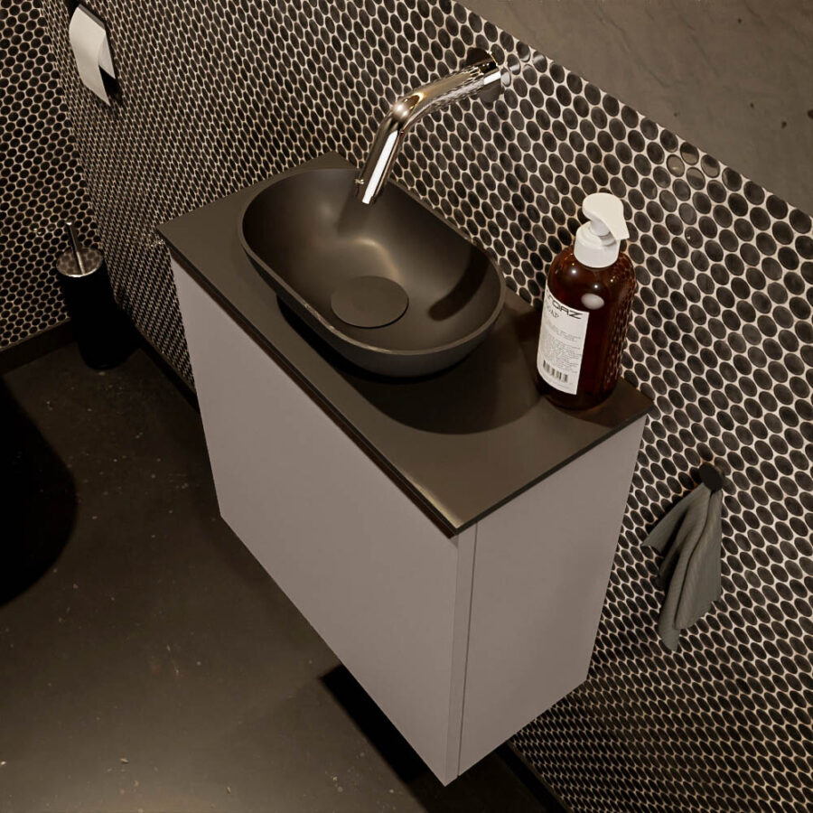 MONDIAZ FOWY toiletmeubel 50cm kleur smoke. Waskom positie midden kleur urban | urban. Zonder kraangat - Afbeelding 3