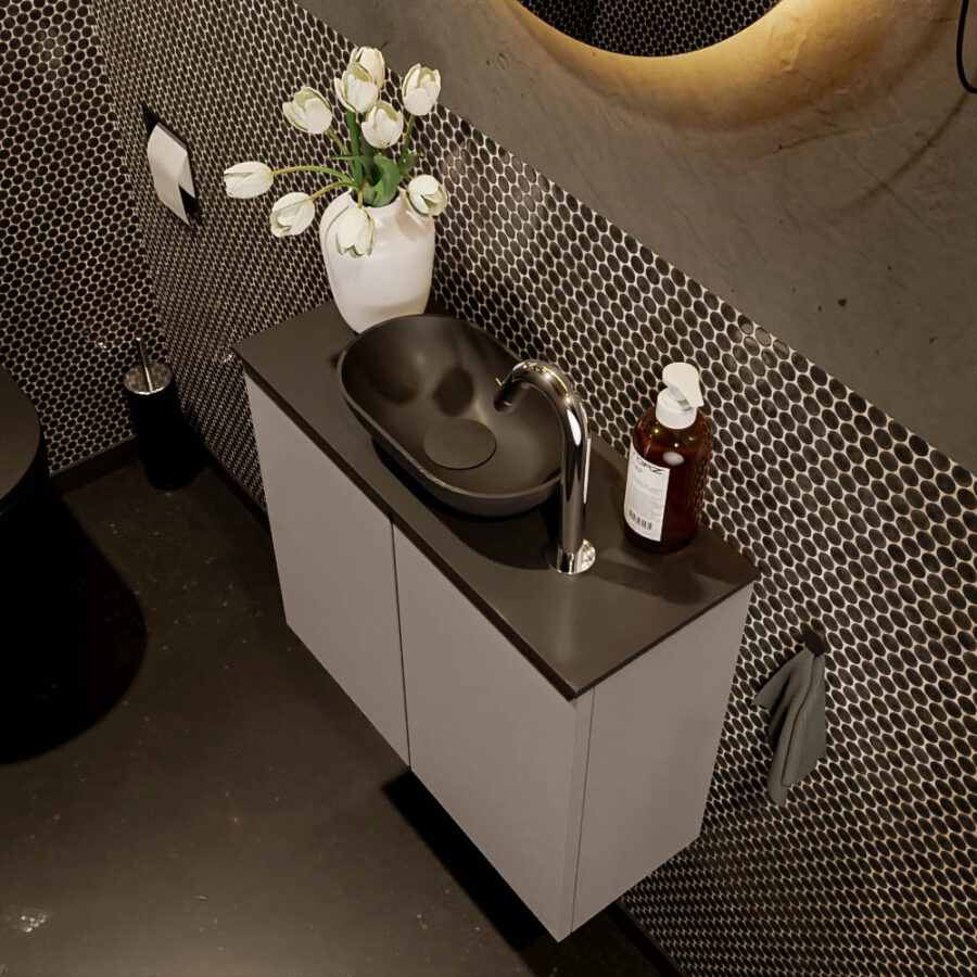 MONDIAZ FOWY toiletmeubel 60cm kleur smoke. Waskom positie midden kleur urban | urban. Met 1 kraangat - Afbeelding 3