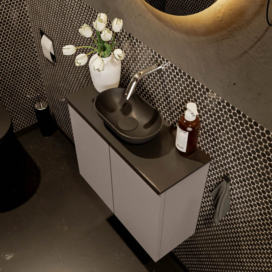 MONDIAZ FOWY toiletmeubel 60cm kleur smoke. Waskom positie midden kleur urban | urban. Zonder kraangat - Afbeelding 3