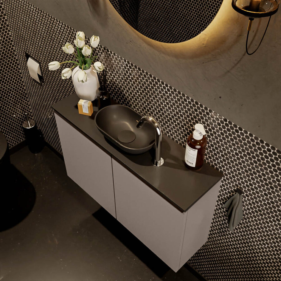 MONDIAZ FOWY toiletmeubel 80cm kleur smoke. Waskom positie midden kleur urban | urban. Met 1 kraangat - Afbeelding 3