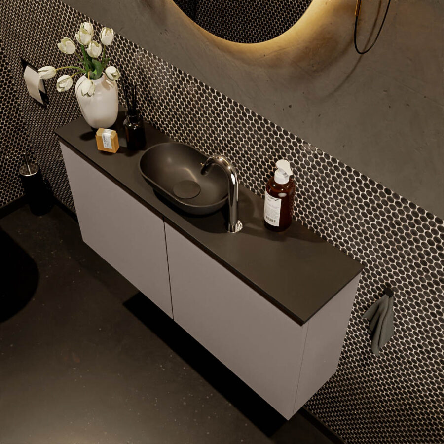 MONDIAZ FOWY toiletmeubel 100cm kleur smoke. Waskom positie midden kleur urban | urban. Met 1 kraangat - Afbeelding 3