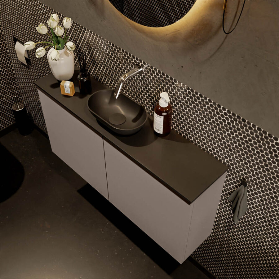 MONDIAZ FOWY toiletmeubel 100cm kleur smoke. Waskom positie midden kleur urban | urban. Zonder kraangat - Afbeelding 3