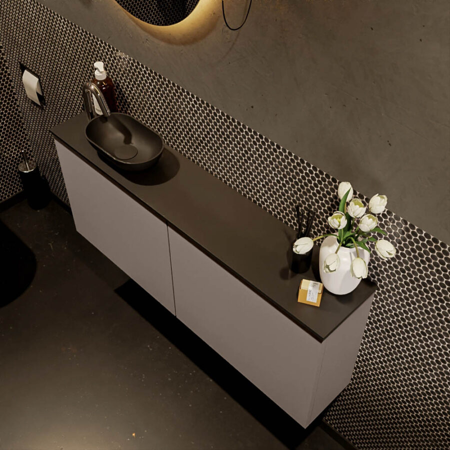 MONDIAZ FOWY toiletmeubel 120cm kleur smoke. Waskom positie links kleur urban | urban. Met 1 kraangat - Afbeelding 3