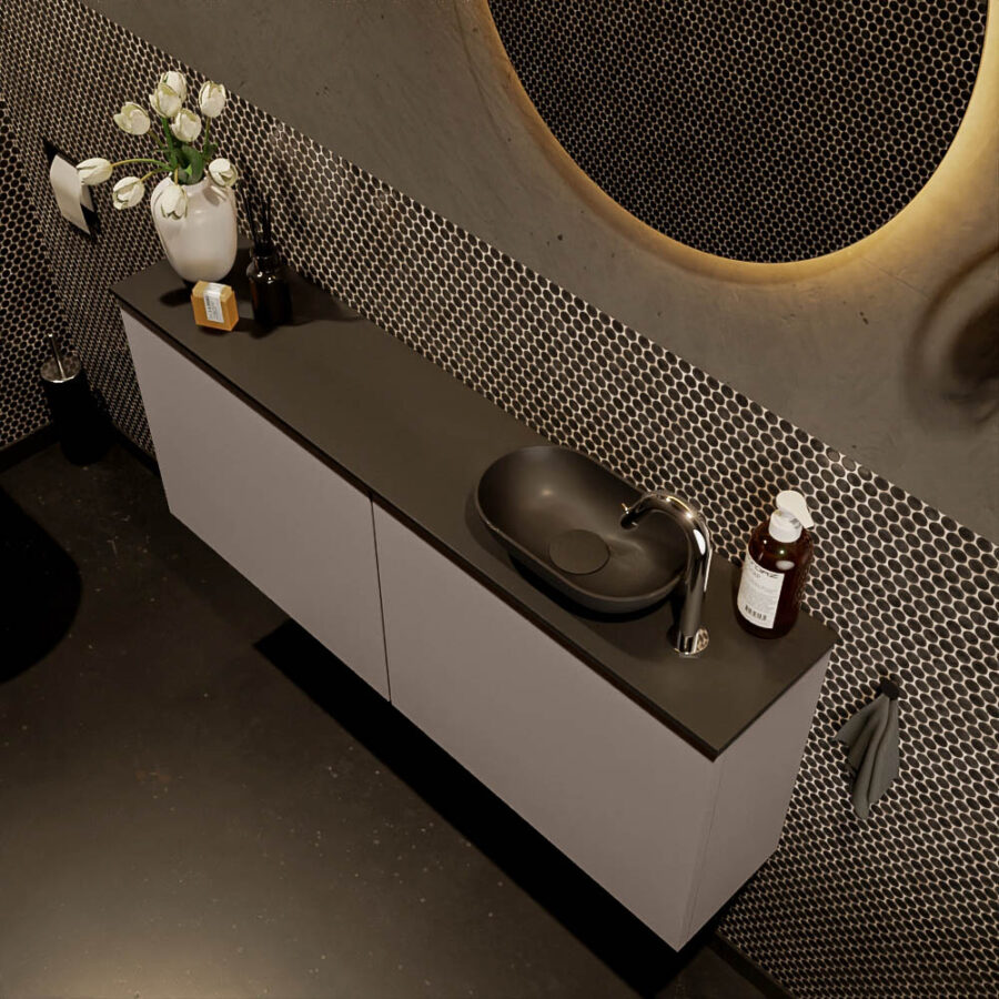 MONDIAZ FOWY toiletmeubel 120cm kleur smoke. Waskom positie rechts kleur urban | urban. Met 1 kraangat - Afbeelding 3