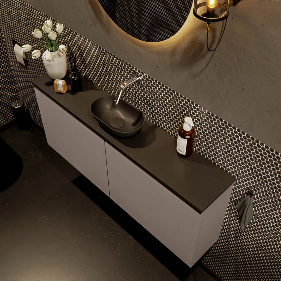 MONDIAZ FOWY toiletmeubel 120cm kleur smoke. Waskom positie midden kleur urban | urban. Zonder kraangat - Afbeelding 3