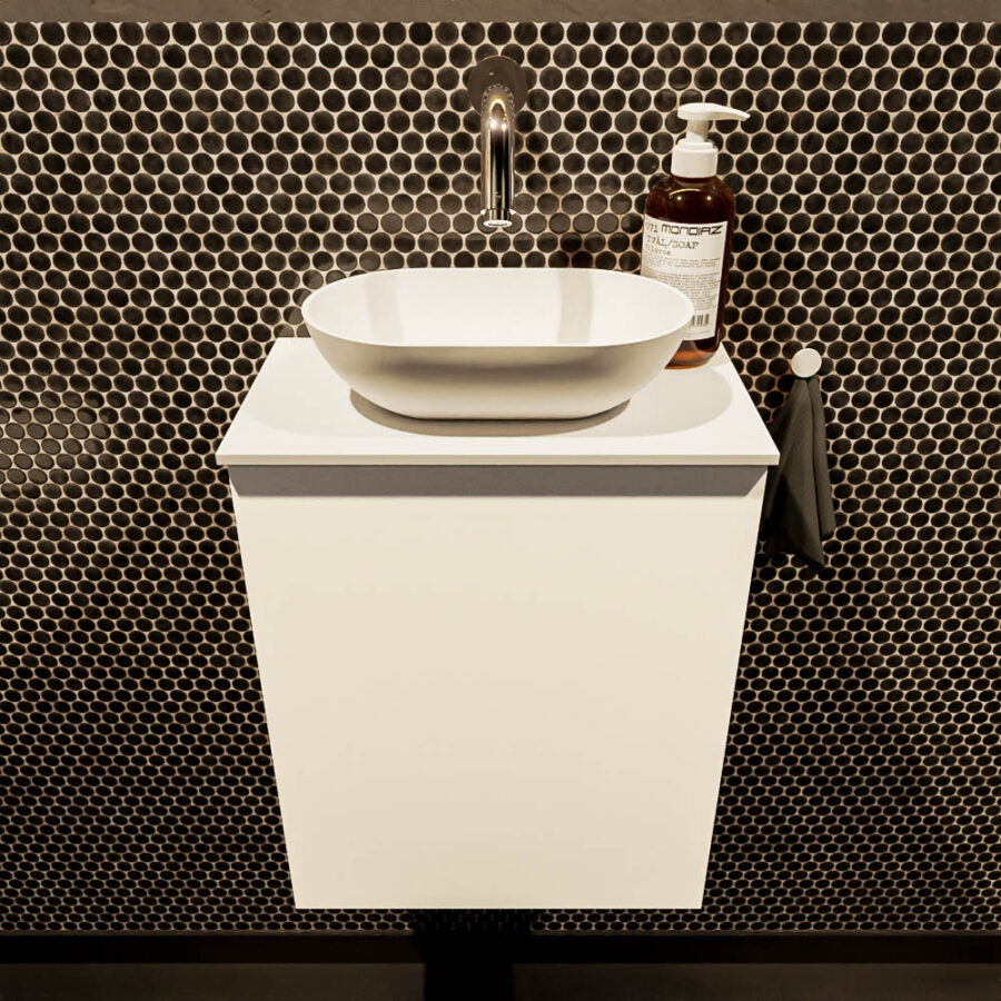 MONDIAZ FOWY toiletmeubel 40cm kleur talc. Waskom positie midden kleur talc | talc. Zonder kraangat - Afbeelding 2