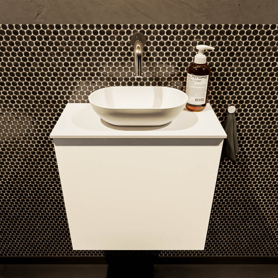 MONDIAZ FOWY toiletmeubel 50cm kleur talc. Waskom positie midden kleur talc | talc. Zonder kraangat - Afbeelding 2