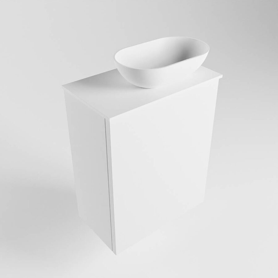 MONDIAZ FOWY toiletmeubel 40cm kleur talc. Waskom positie rechts kleur talc | talc. Met 1 kraangat - Afbeelding 4