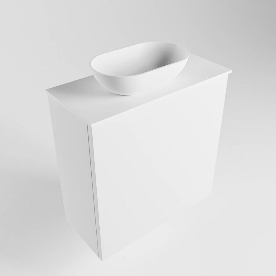 MONDIAZ FOWY toiletmeubel 50cm kleur talc. Waskom positie links kleur talc | talc. Met 1 kraangat - Afbeelding 4
