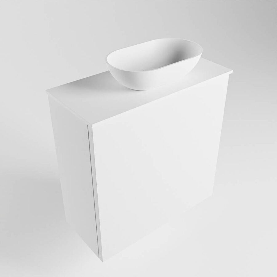 MONDIAZ FOWY toiletmeubel 50cm kleur talc. Waskom positie rechts kleur talc | talc. Met 1 kraangat - Afbeelding 4