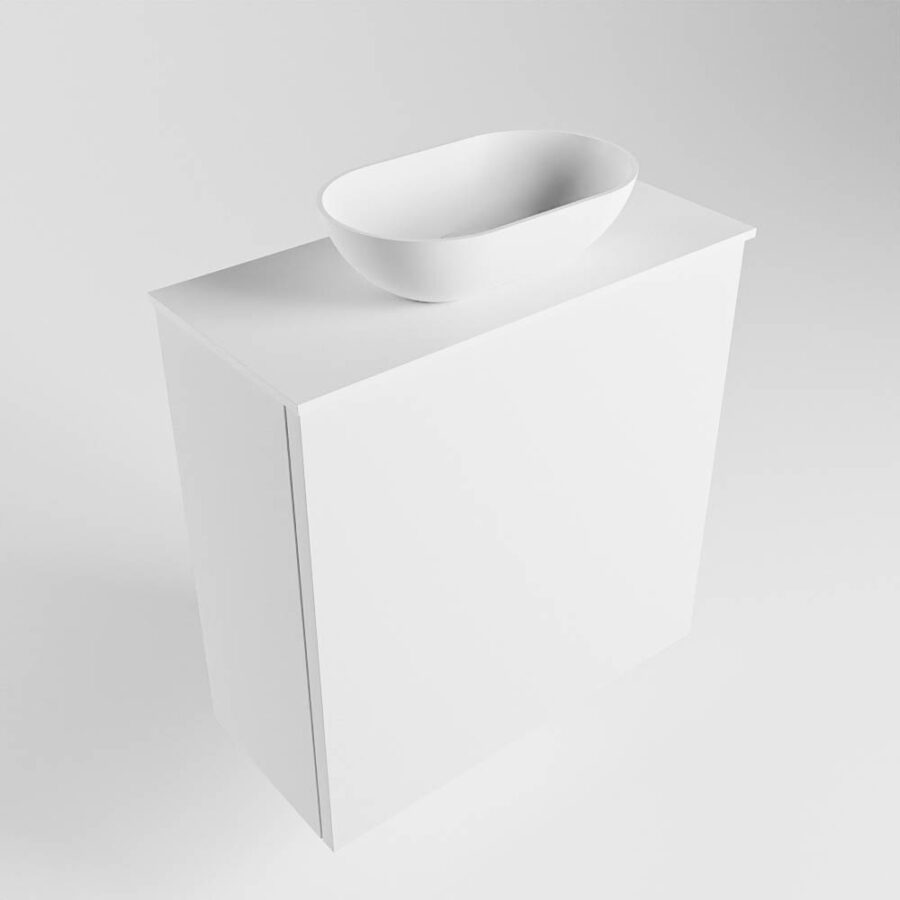 MONDIAZ FOWY toiletmeubel 50cm kleur talc. Waskom positie midden kleur talc | talc. Zonder kraangat - Afbeelding 4