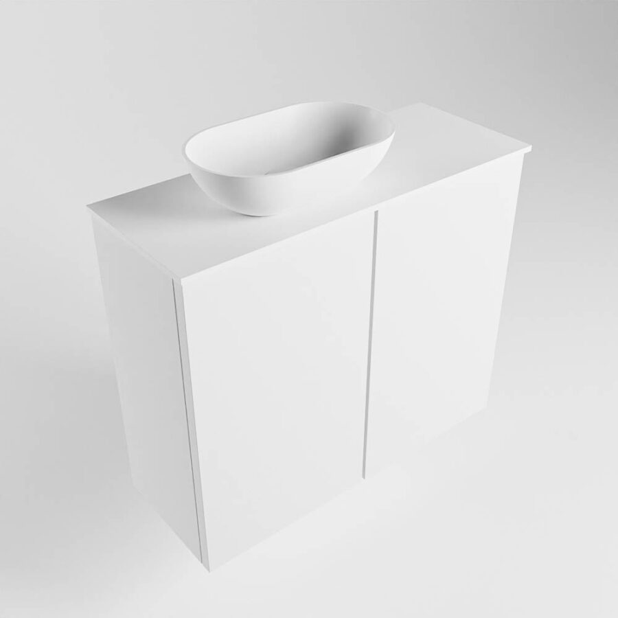 MONDIAZ FOWY toiletmeubel 60cm kleur talc. Waskom positie links kleur talc | talc. Met 1 kraangat - Afbeelding 4