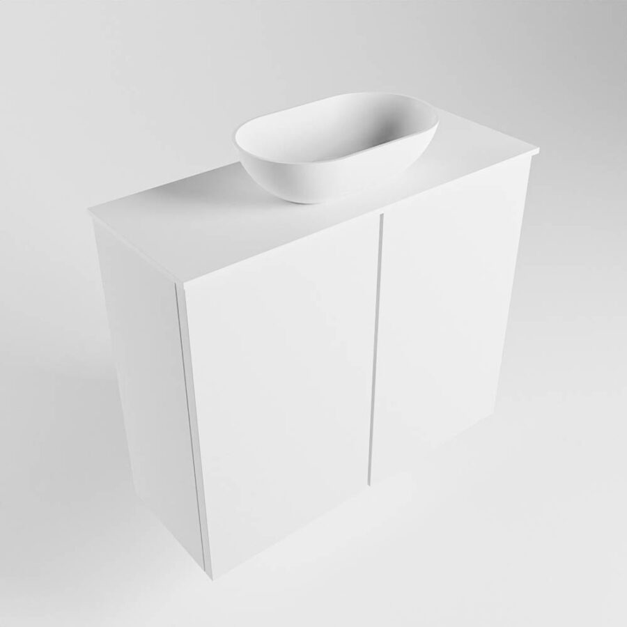 MONDIAZ FOWY toiletmeubel 60cm kleur talc. Waskom positie midden kleur talc | talc. Zonder kraangat - Afbeelding 4