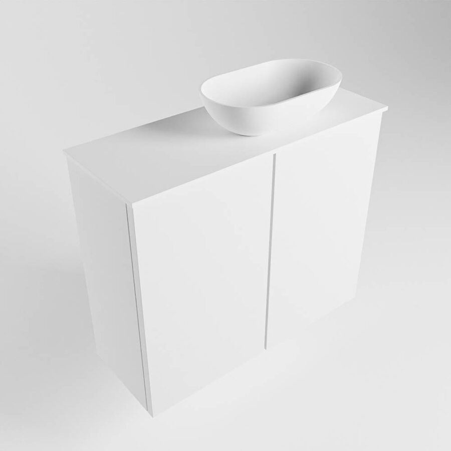 MONDIAZ FOWY toiletmeubel 60cm kleur talc. Waskom positie rechts kleur talc | talc. Zonder kraangat - Afbeelding 4
