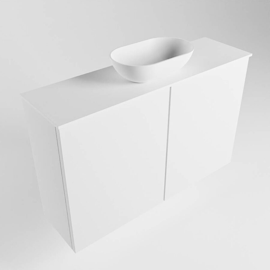 MONDIAZ FOWY toiletmeubel 80cm kleur talc. Waskom positie midden kleur talc | talc. Met 1 kraangat - Afbeelding 4