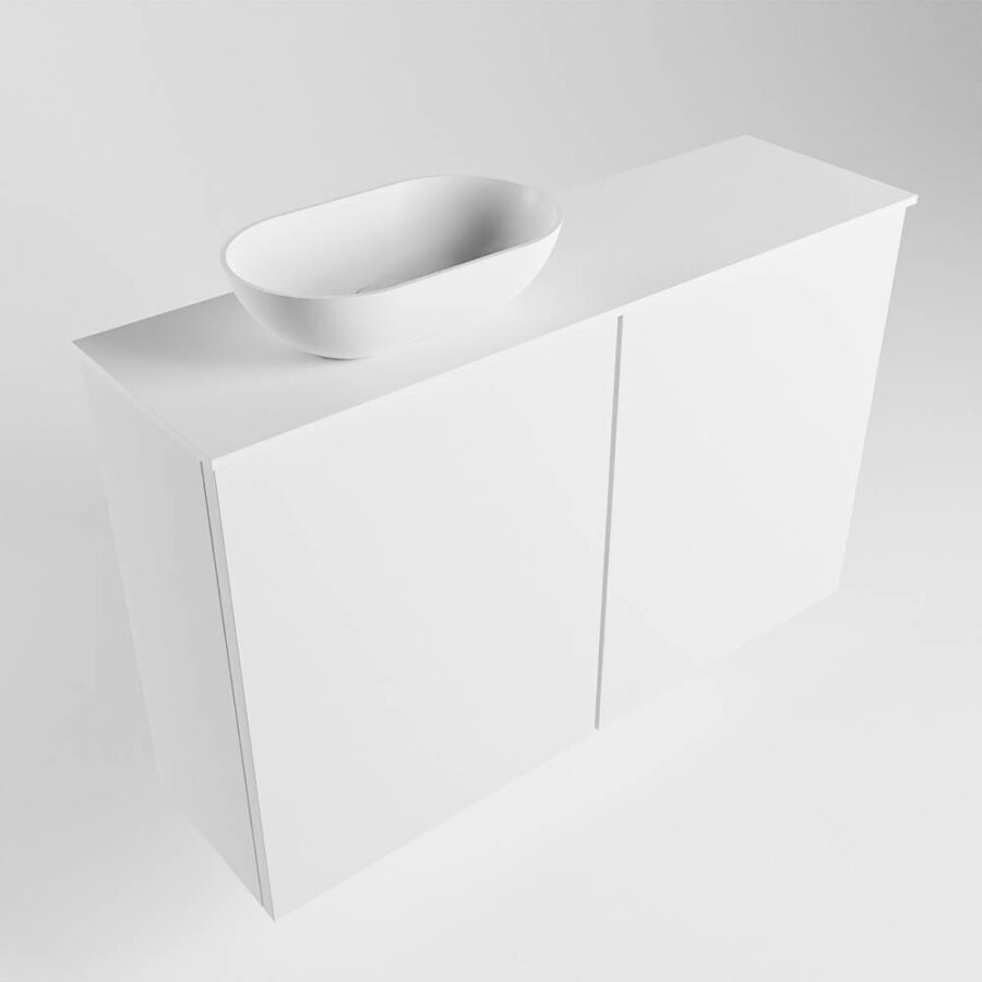 MONDIAZ FOWY toiletmeubel 80cm kleur talc. Waskom positie links kleur talc | talc. Met 1 kraangat - Afbeelding 4