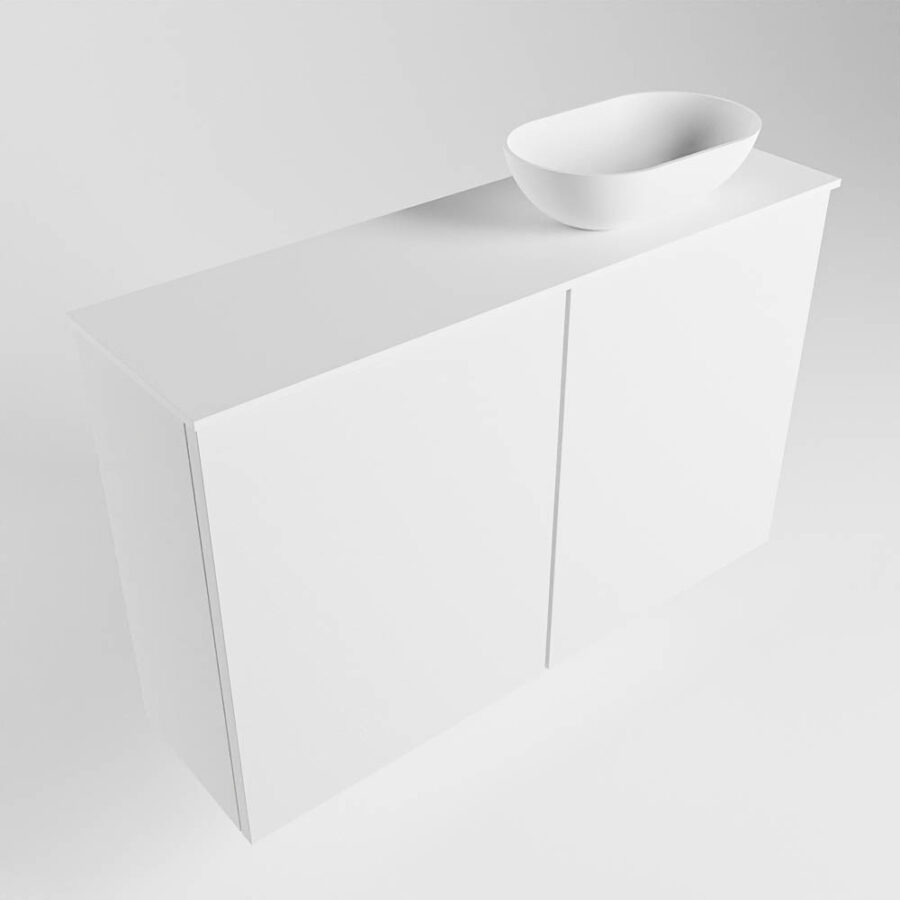 MONDIAZ FOWY toiletmeubel 80cm kleur talc. Waskom positie rechts kleur talc | talc. Zonder kraangat - Afbeelding 4
