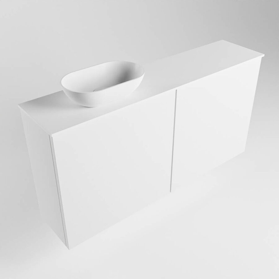 MONDIAZ FOWY toiletmeubel 100cm kleur talc. Waskom positie links kleur talc | talc. Met 1 kraangat - Afbeelding 4