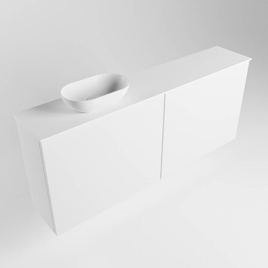 MONDIAZ FOWY toiletmeubel 120cm kleur talc. Waskom positie links kleur talc | talc. Met 1 kraangat - Afbeelding 4