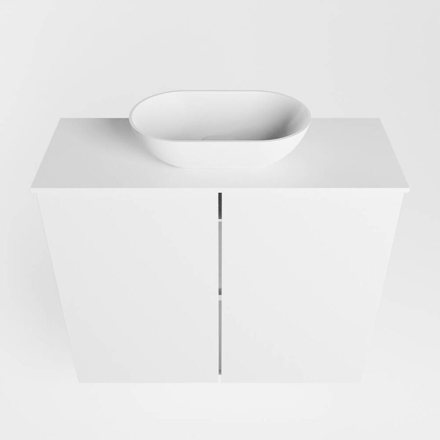 MONDIAZ FOWY toiletmeubel 60cm kleur talc. Waskom positie midden kleur talc | talc. Met 1 kraangat - Afbeelding 5