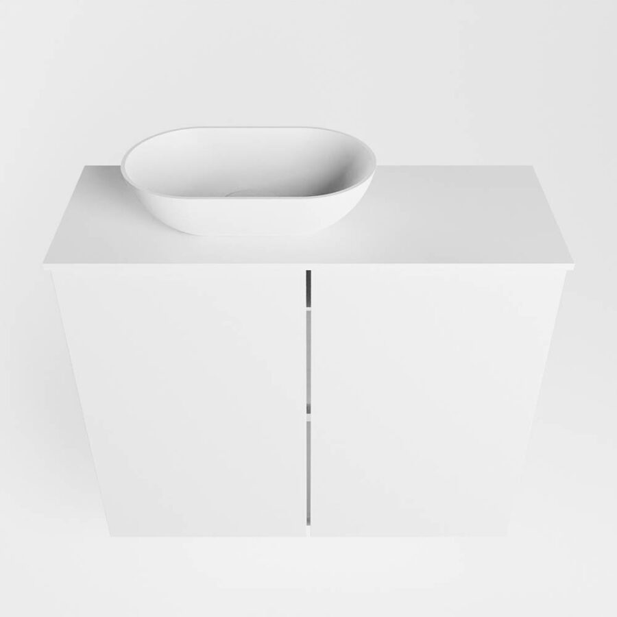 MONDIAZ FOWY toiletmeubel 60cm kleur talc. Waskom positie links kleur talc | talc. Met 1 kraangat - Afbeelding 5