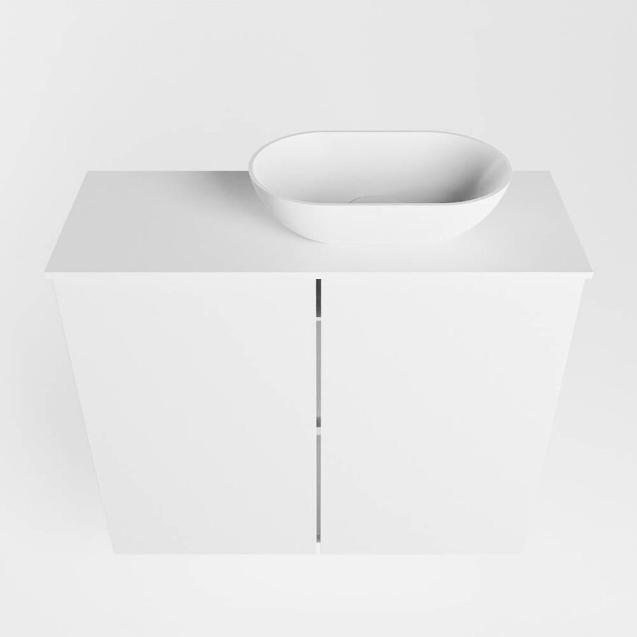 MONDIAZ FOWY toiletmeubel 60cm kleur talc. Waskom positie rechts kleur talc | talc. Met 1 kraangat - Afbeelding 5