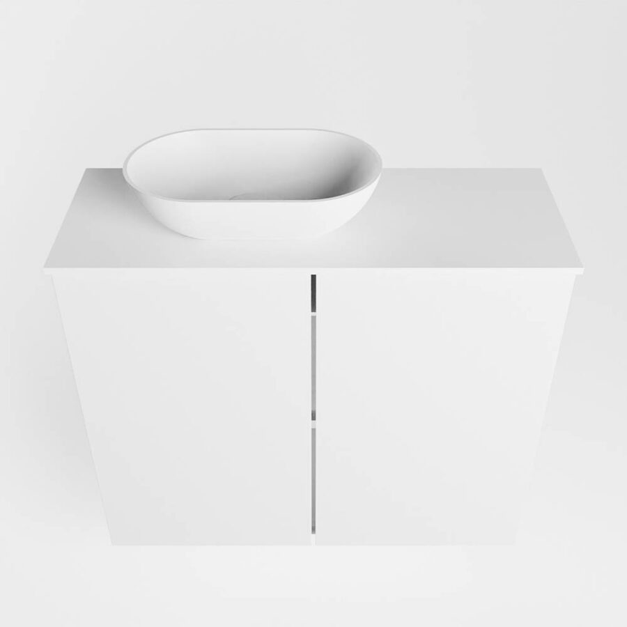 MONDIAZ FOWY toiletmeubel 60cm kleur talc. Waskom positie links kleur talc | talc. Zonder kraangat - Afbeelding 5