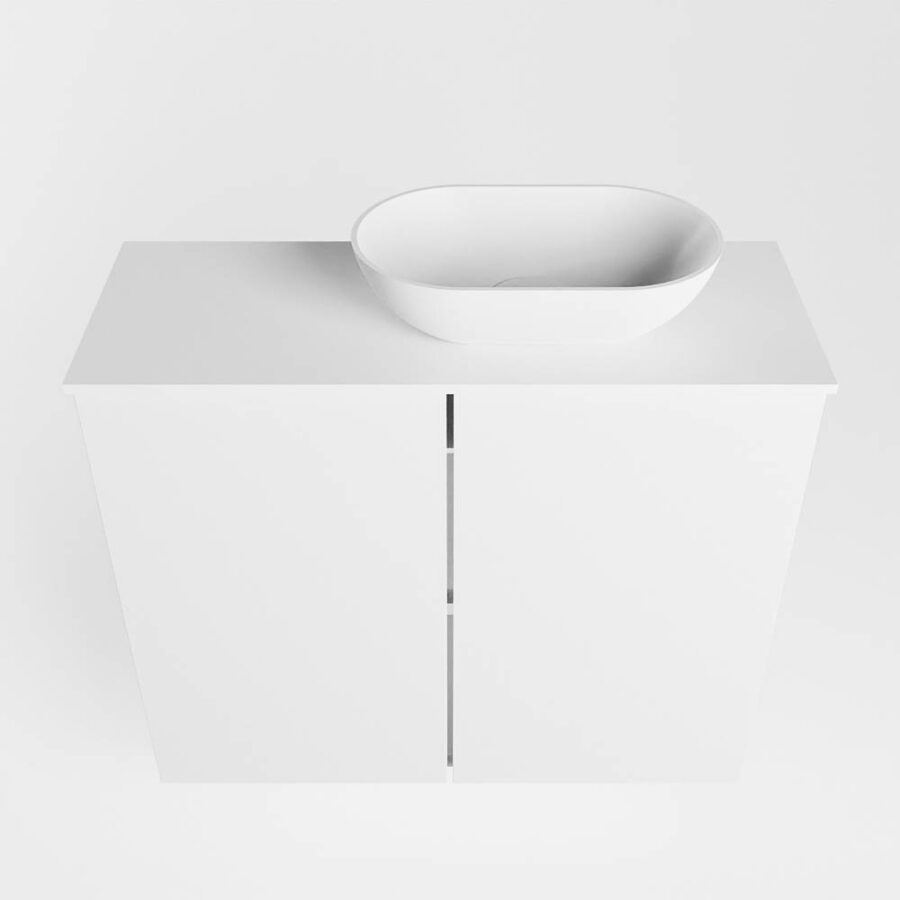 MONDIAZ FOWY toiletmeubel 60cm kleur talc. Waskom positie rechts kleur talc | talc. Zonder kraangat - Afbeelding 5