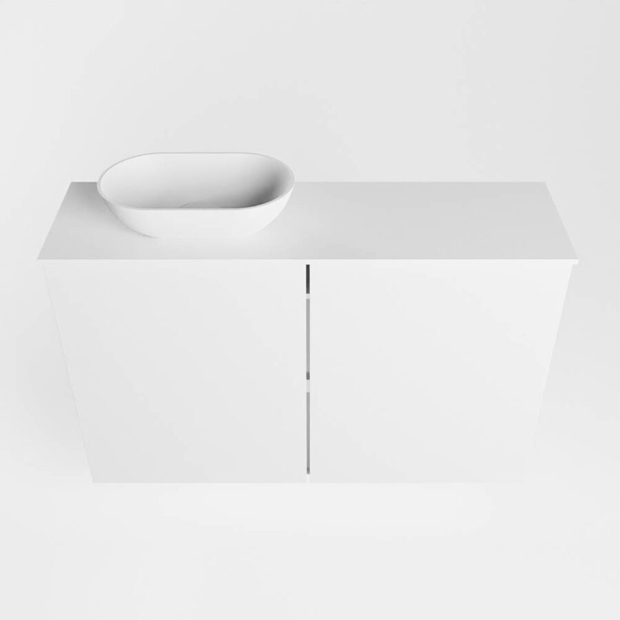 MONDIAZ FOWY toiletmeubel 80cm kleur talc. Waskom positie links kleur talc | talc. Zonder kraangat - Afbeelding 5