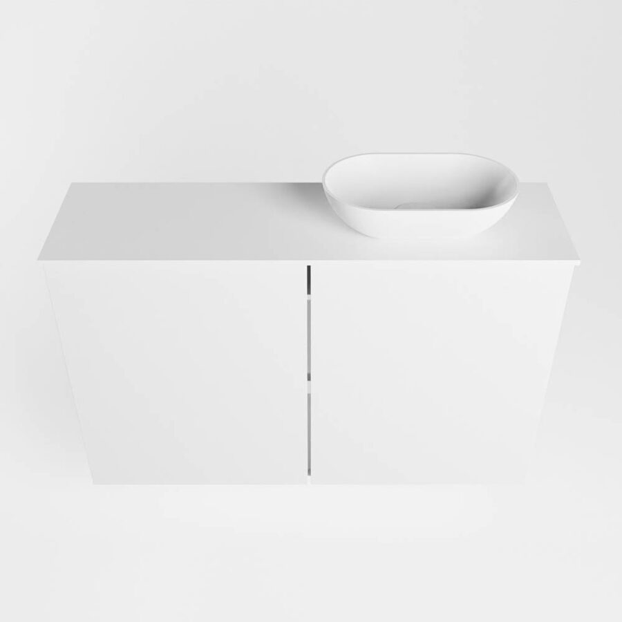 MONDIAZ FOWY toiletmeubel 80cm kleur talc. Waskom positie rechts kleur talc | talc. Zonder kraangat - Afbeelding 5