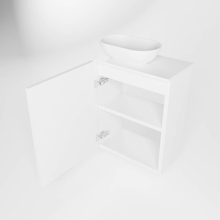 MONDIAZ FOWY toiletmeubel 40cm kleur talc. Waskom positie links kleur talc | talc. Met 1 kraangat - Afbeelding 6