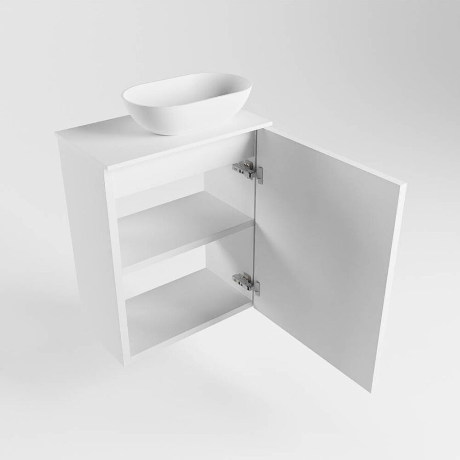 MONDIAZ FOWY toiletmeubel 40cm kleur talc. Waskom positie rechts kleur talc | talc. Met 1 kraangat - Afbeelding 6