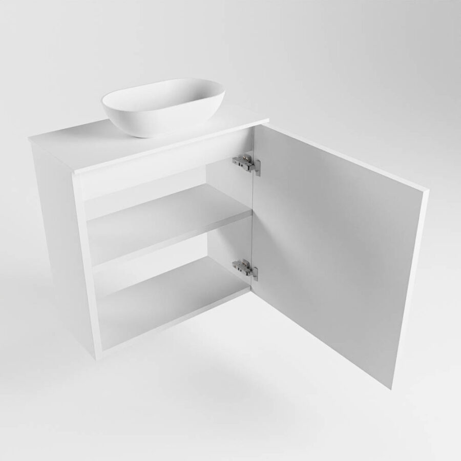 MONDIAZ FOWY toiletmeubel 50cm kleur talc. Waskom positie rechts kleur talc | talc. Met 1 kraangat - Afbeelding 6