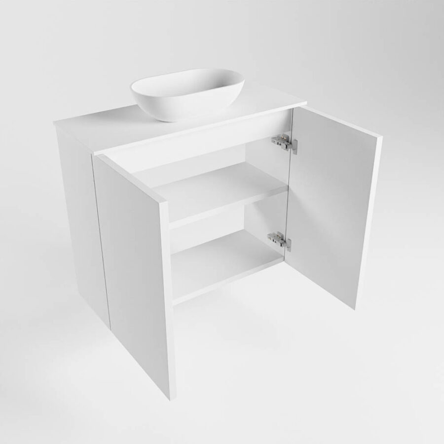 MONDIAZ FOWY toiletmeubel 60cm kleur talc. Waskom positie midden kleur talc | talc. Met 1 kraangat - Afbeelding 6