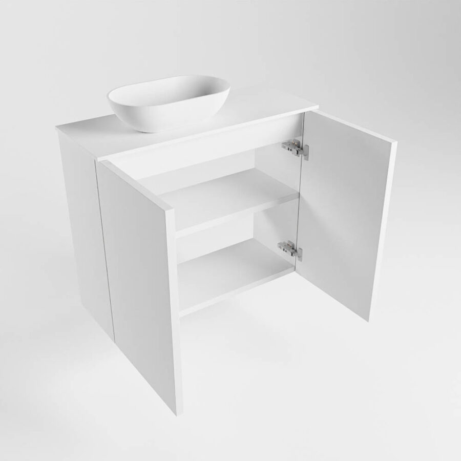 MONDIAZ FOWY toiletmeubel 60cm kleur talc. Waskom positie links kleur talc | talc. Met 1 kraangat - Afbeelding 6