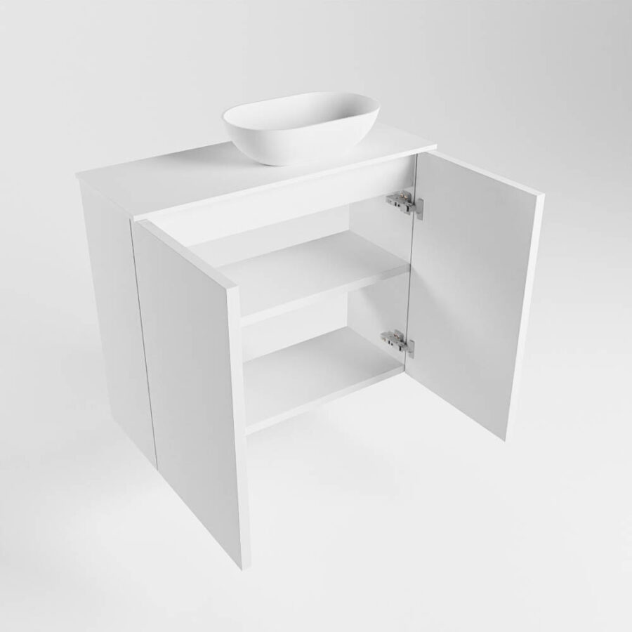 MONDIAZ FOWY toiletmeubel 60cm kleur talc. Waskom positie rechts kleur talc | talc. Met 1 kraangat - Afbeelding 6